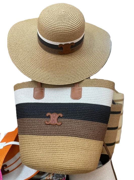 Ensemble Chapeau et Sac en Raphia – Élégance Artisanale Africaine